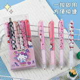 6Pcs Sanrio Gel Pen Hello Kitty Cartoon Kuromi ST Quick Drying Black 0.5mm Press The Ballpoint Pen Learning Stationery Gifts - NTKSTORE